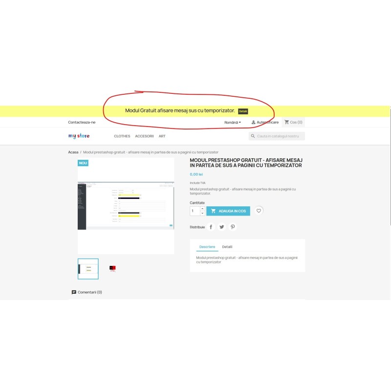 Free prestashop module - display text with timer